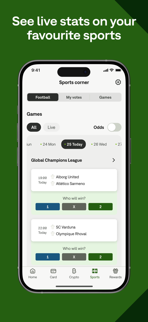 Coin sport de l'application Neteller montrant les statistiques des matchs de football en direct et les options de paris