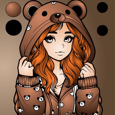 realistic girl in a animal pjs hoodie