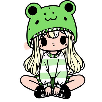 a girl wearing a frog hat and some frog socks