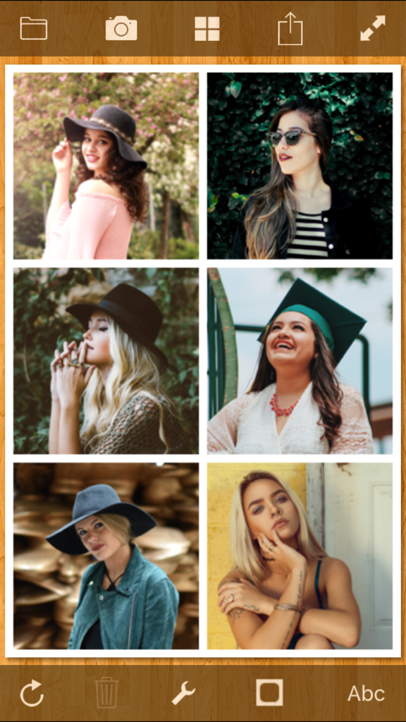 TurboCollage - Collage Creator - A six-photo grid collage of women being edited in the TurboCollage app interface