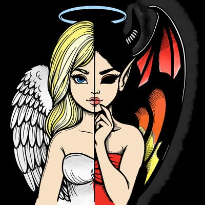 realistic angel half demon