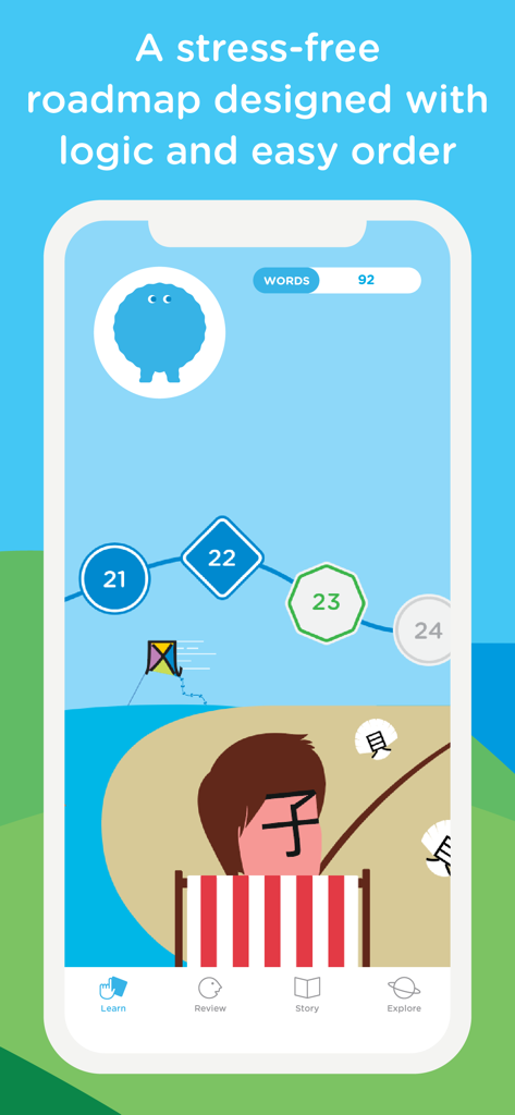 Chineasy: Learn Chinese easily - Chineasyアプリインターフェース、中国語の文字の学習パスを番号で表示