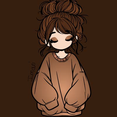 girl with baggy sweatshirt and messy bun