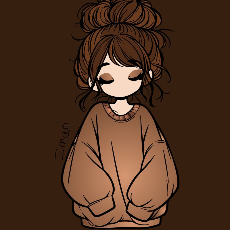 girl with baggy sweatshirt and messy bun