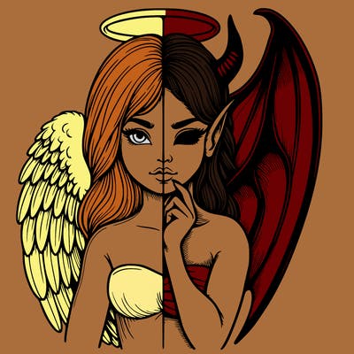 realistic angel half demon