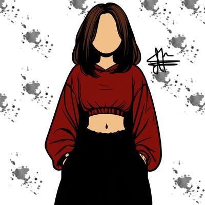 realistic girl faceless with baggy pants and a crop top