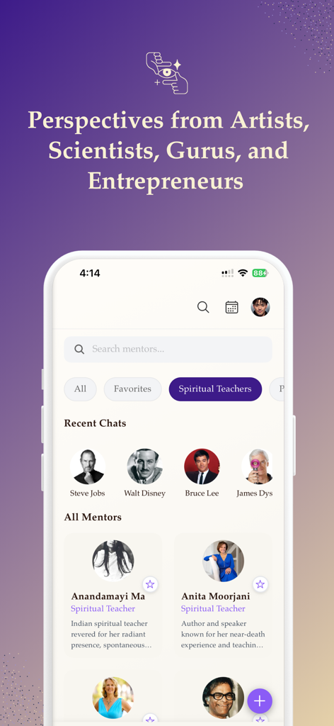 Life Note: Journal With Greats - Life Note app interface displaying a gallery of historical mentors and spiritual teachers for reflection