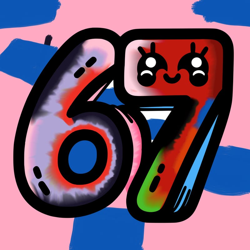 the numbers 67