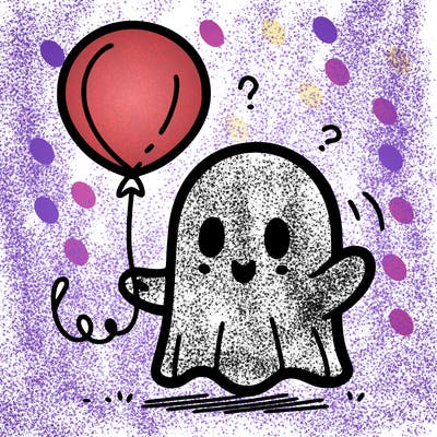 a easy drawing of a ghost with a balloon