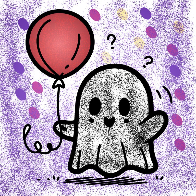 a easy drawing of a ghost with a balloon