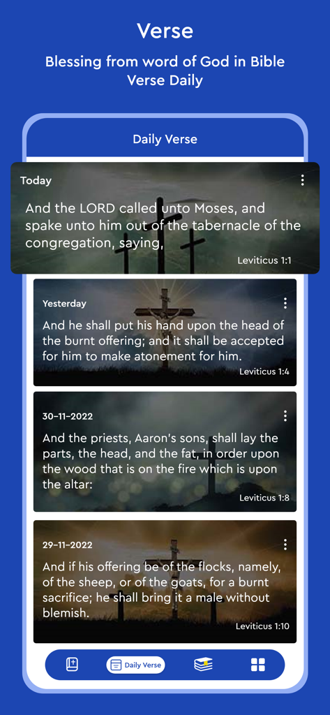 New Jerusalem Bible - NJB - New Jerusalem Bible app daily verse screen with scripture passages from Leviticus.