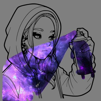 a realistic girl, spray painting