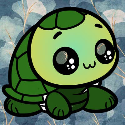 cute little animated turtle