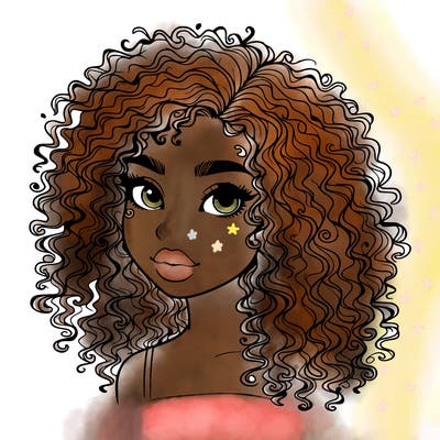 girl with curly hair realistic
