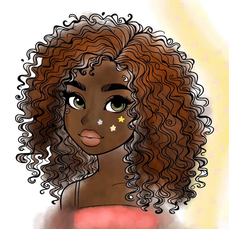 girl with curly hair realistic
