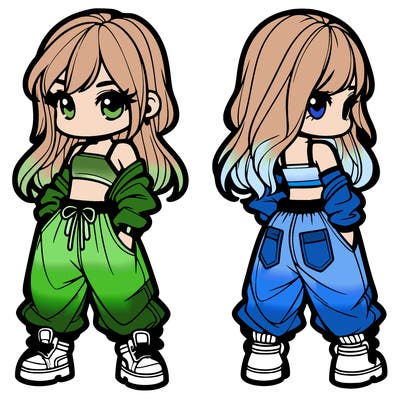 girl in crop top and baggy pants