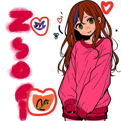 manga teen girl  in a sweater and baggy pants