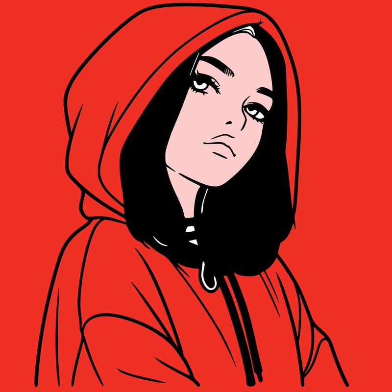 a realistic girl in a hoodie