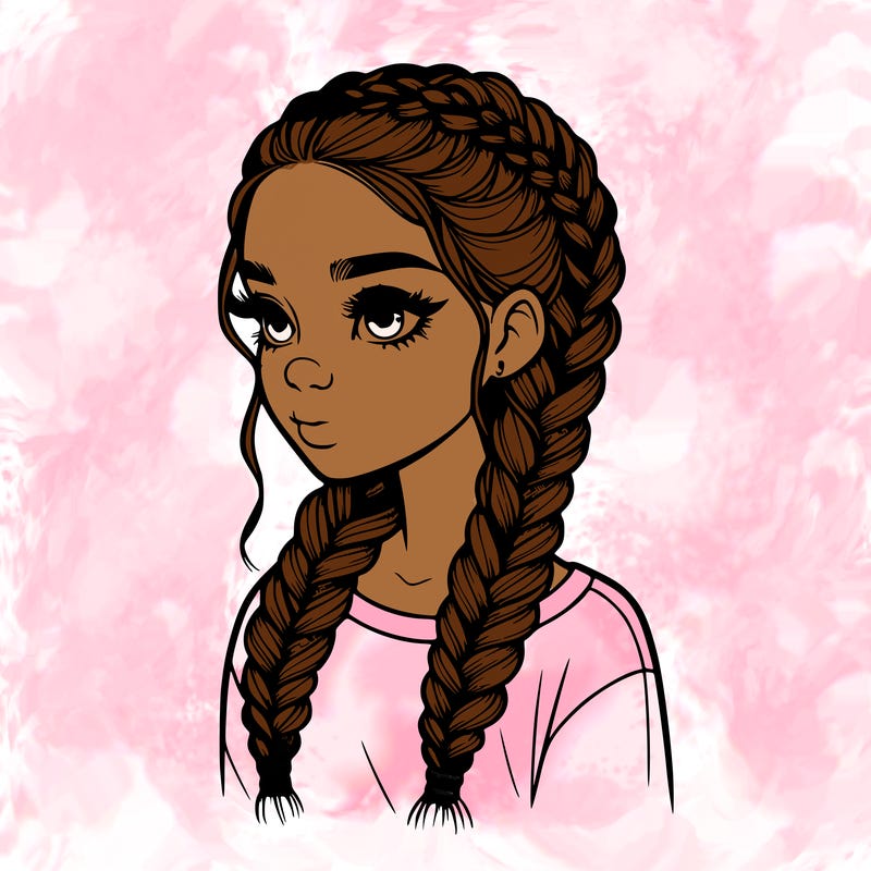 realistic girl with braids