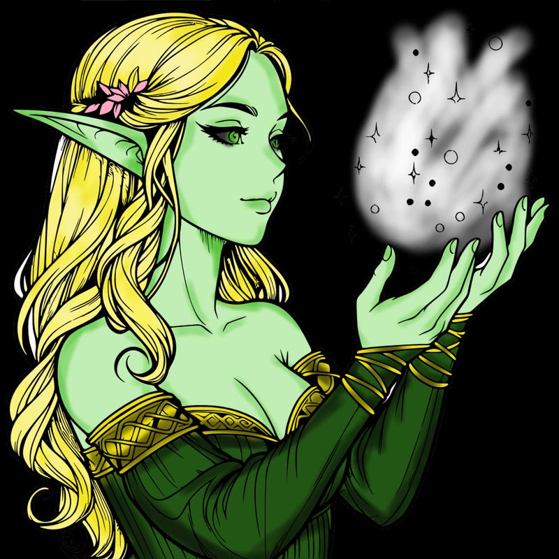 realistic elf girl doing magic