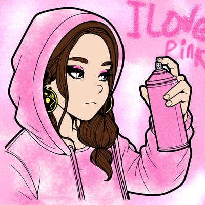 a realistic girl, spray painting