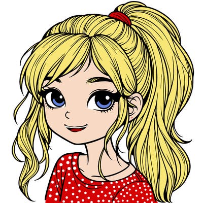 realistic girl with ponytail