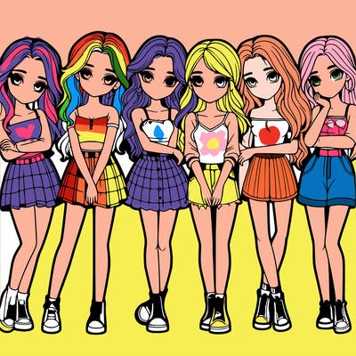 a group of girls realistic