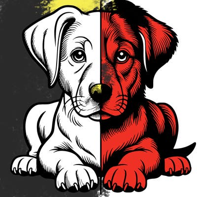 realistic dog split picture