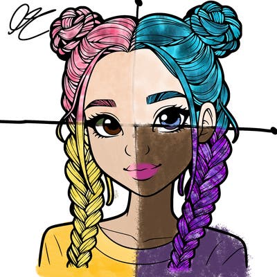 realistic girl with braids