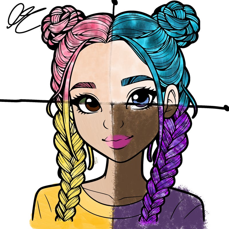 realistic girl with braids