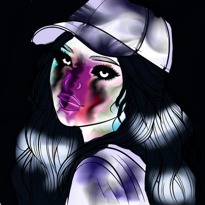 realistic beautiful girl with backward cap