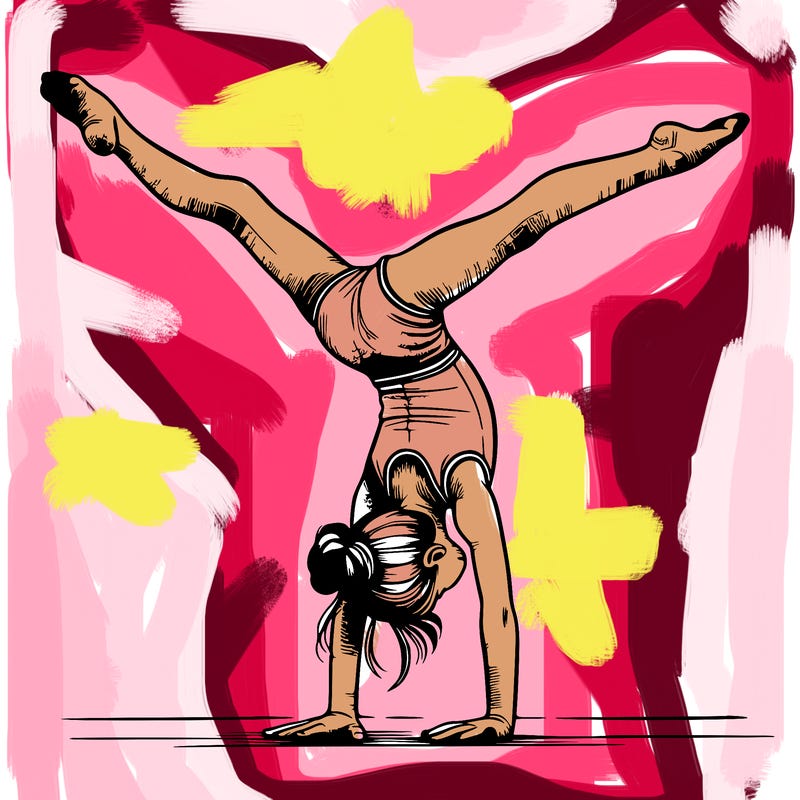 realistic gymnastic hand stand girl in four splits