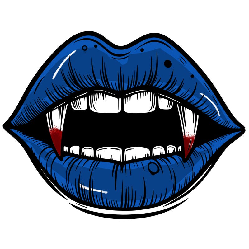 lips with vampire teeth