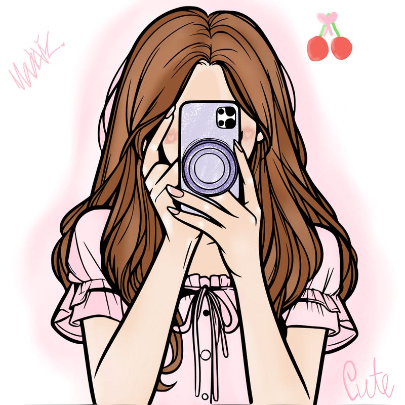 a realistic girl holding her phone taking pictures