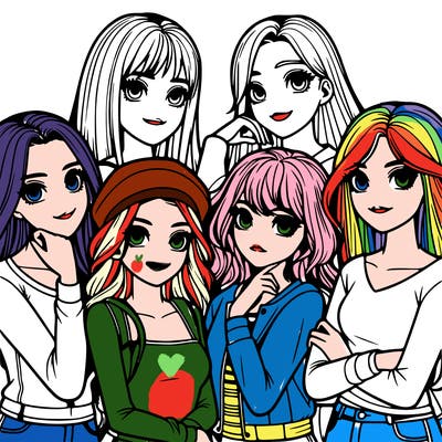 a group of girls realistic