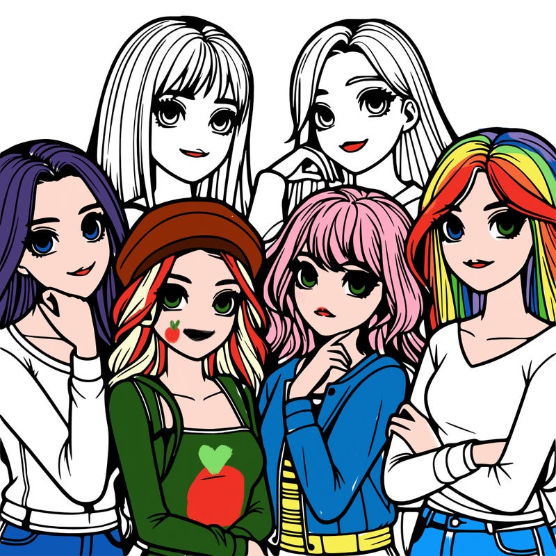 a group of girls realistic