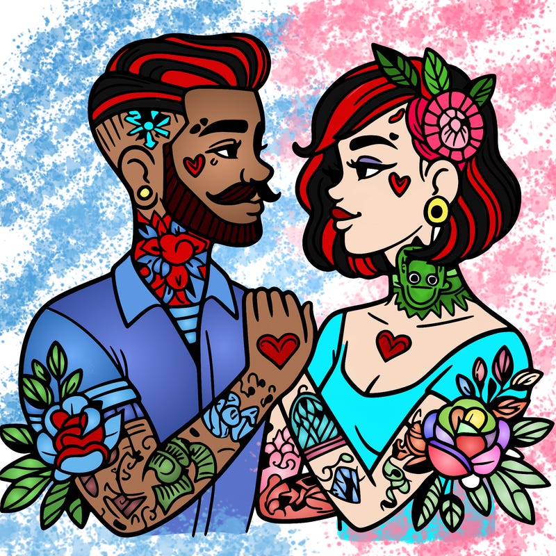 couple in love with tattoos