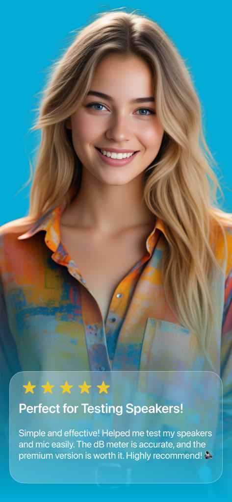 A 5-star user testimonial for the Water Eject app featuring a smiling woman