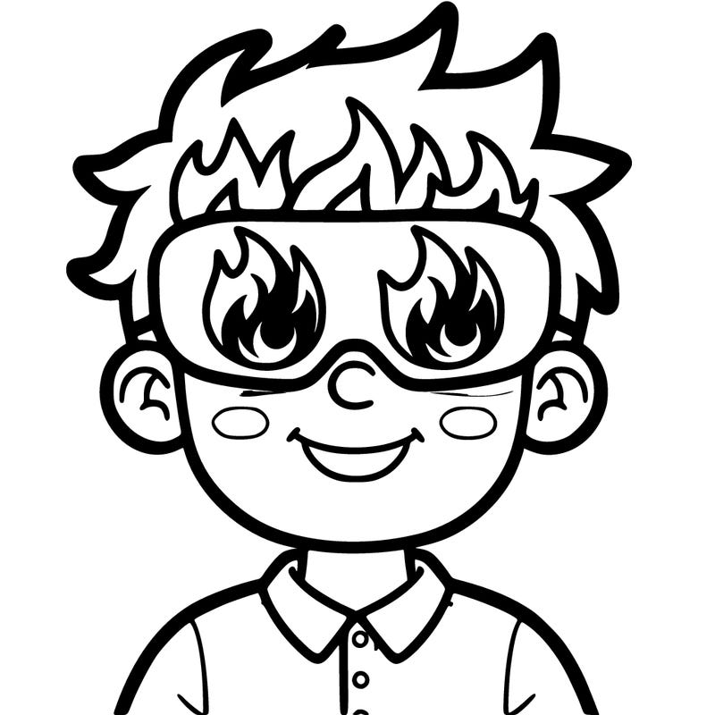 boy with fire mask on eyes