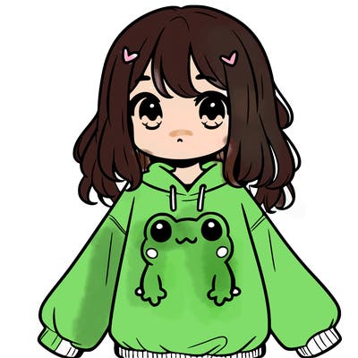 girl wearing frogging sweatshirt