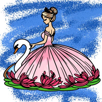 woman in gown with swan