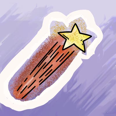 a shooting star in the sky