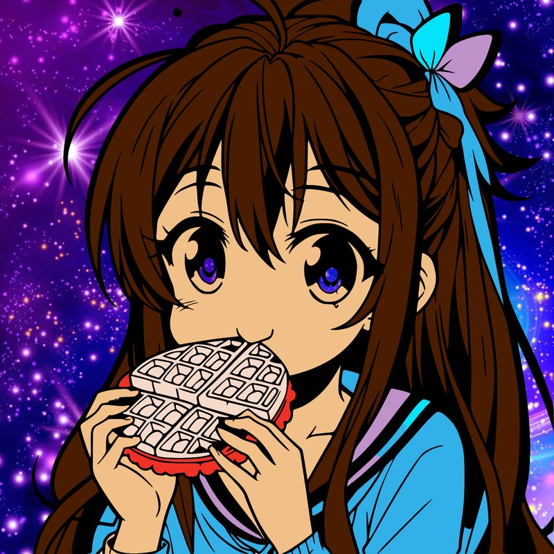 anime eating waffle