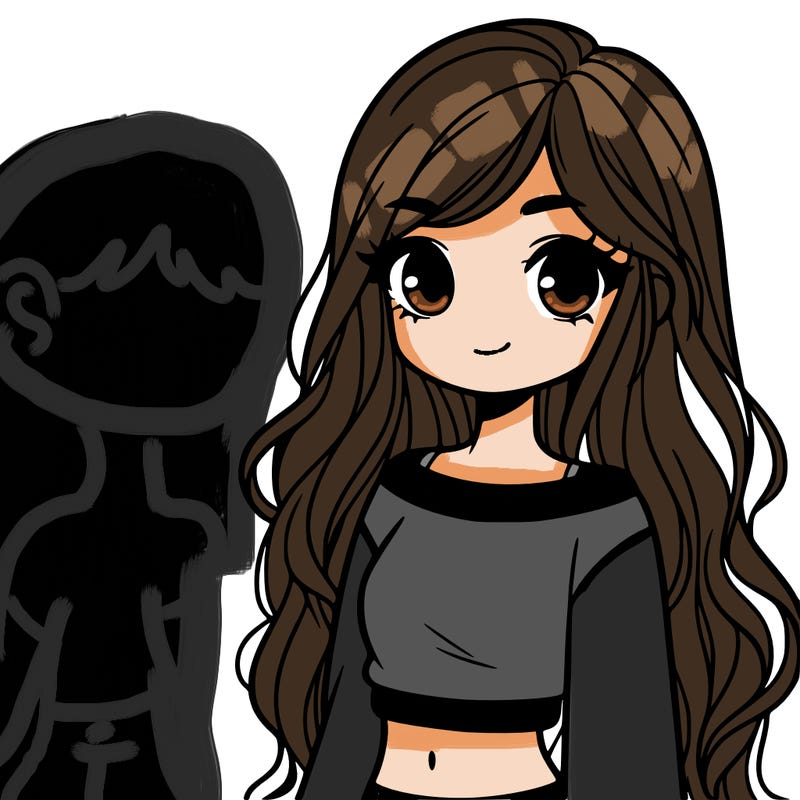 girl with long hair and a crop top with a sweater