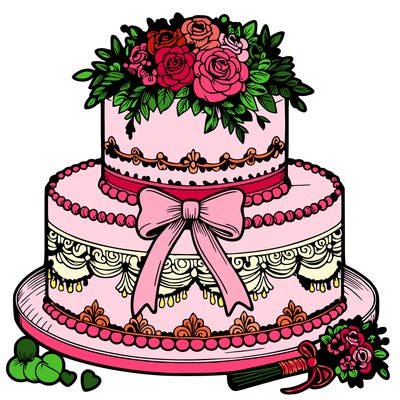 wedding cake in detailed and realistic style