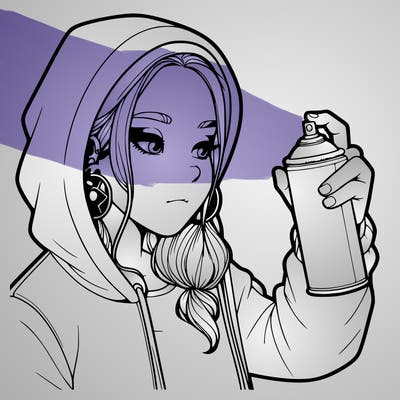 a realistic girl, spray painting