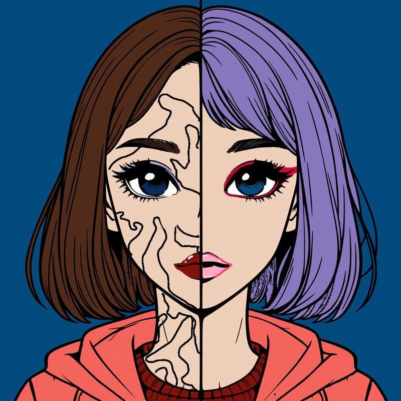 split realistic girl