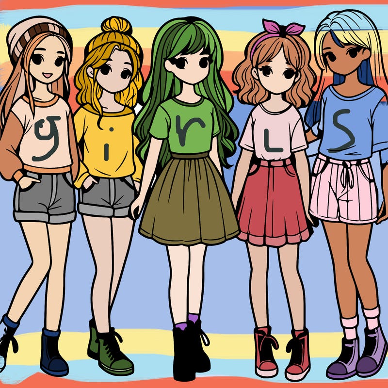 a group of five girls