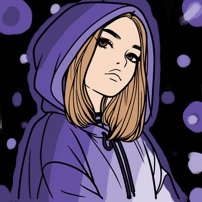 a realistic girl in a hoodie