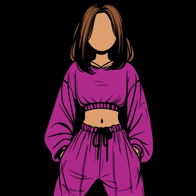 realistic girl faceless with baggy pants and a crop top